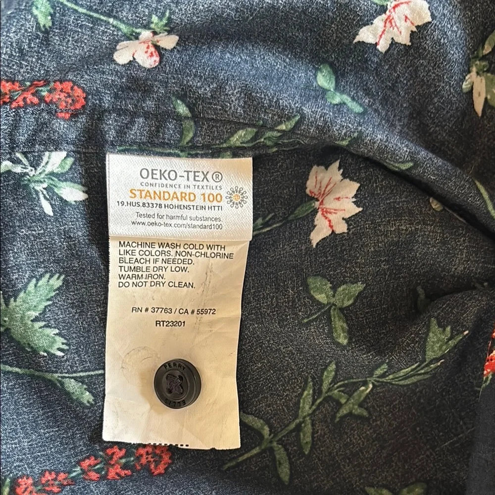 Perry Ellis M Floral Blue Men's Shirt - Picture 5 of 8